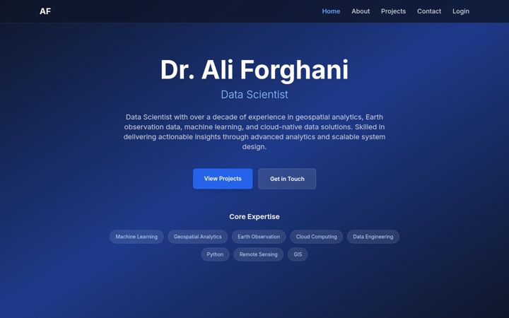 Screenshot of aliforghani.com