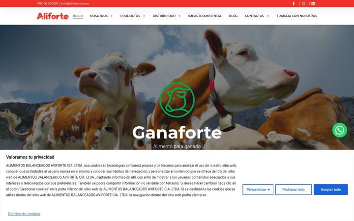 Screenshot of aliforte.com.ec