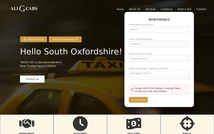 Screenshot of aligcabs.co.uk