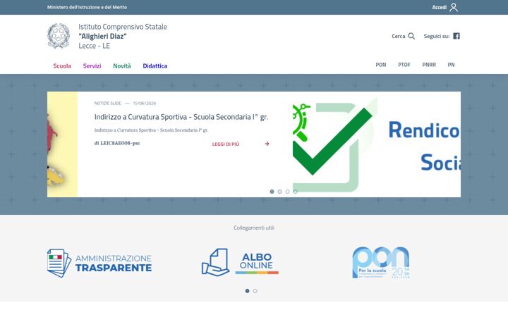 Screenshot of alighieridiazlecce.it