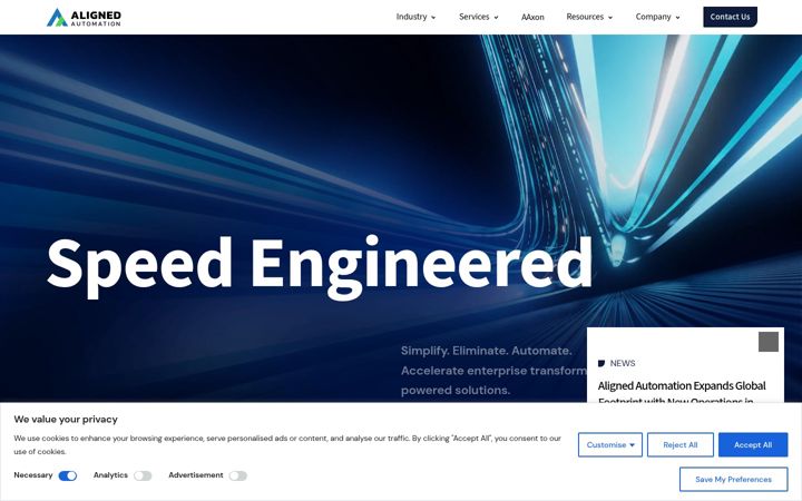 Screenshot of alignedautomation.com