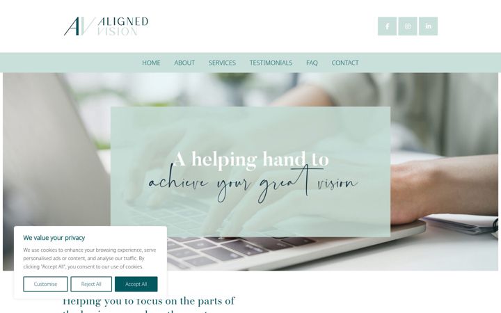 Screenshot of alignedvision.co.uk