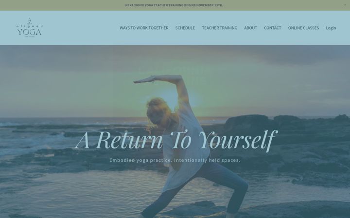 Screenshot of alignedyoga.net