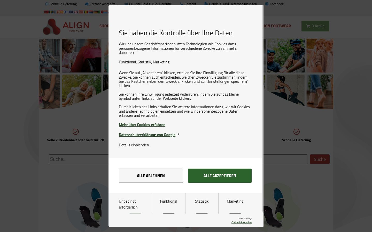 Capture d'écran de la bannière de consentement affichée avant toute interaction