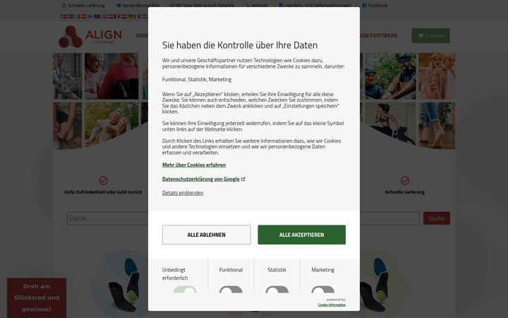 Screenshot von alignfootwear.de