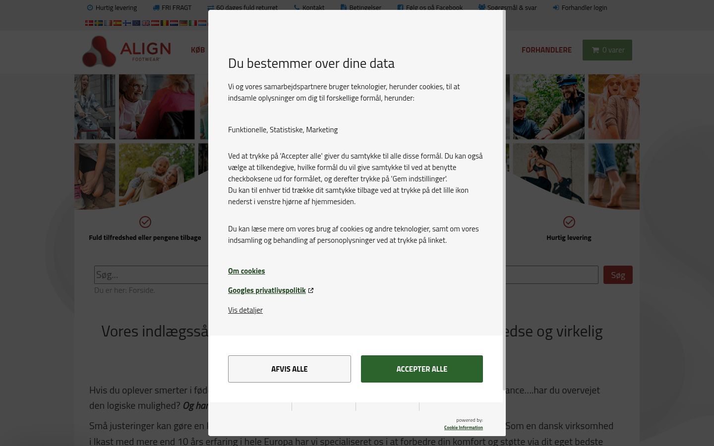 Screenshot del banner di consenso mostrato prima di qualsiasi interazione
