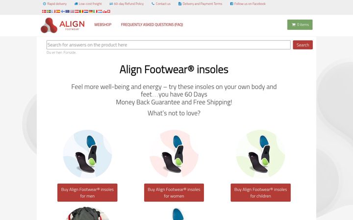 Screenshot von alignfootwear.eu