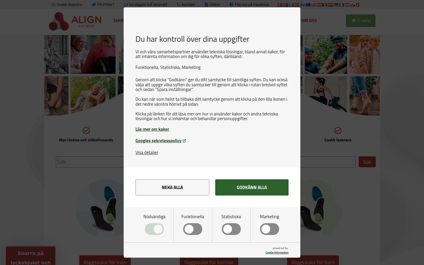 Screenshot van de toestemmingsbanner zoals getoond vóór enige interactie