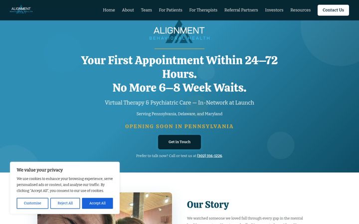 Screenshot of alignmentbehavioralhealth.com
