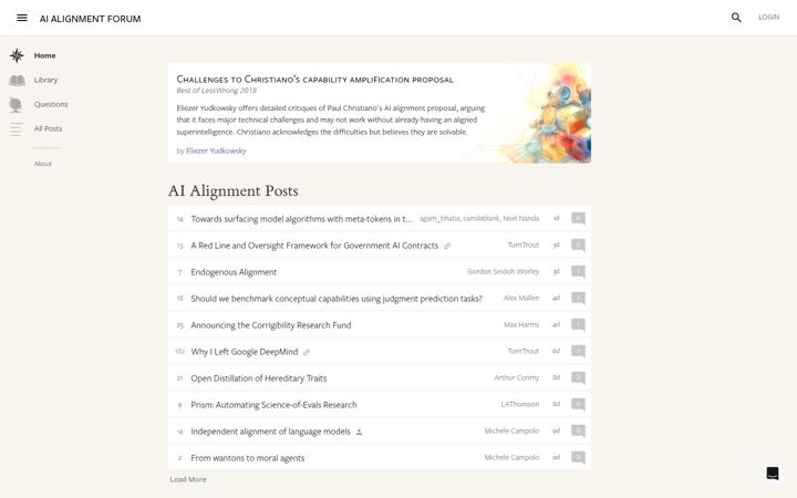 Skärmbild av alignmentforum.org