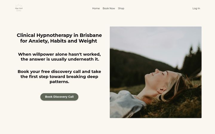 Screenshot stránky alignmind.com.au