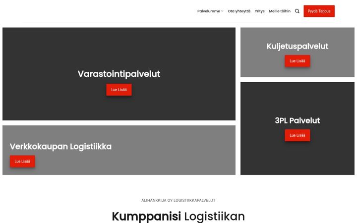 Captură de ecran a alihankkija.fi