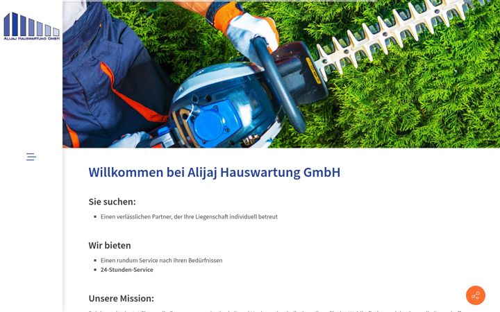 Screenshot stránky alijaj-hauswartung.ch