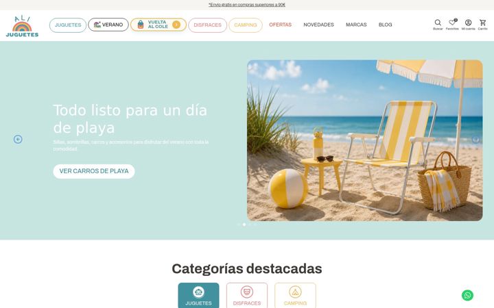 Screenshot stránky alijuguetes.es
