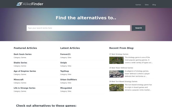 Screenshot of alikefinder.com