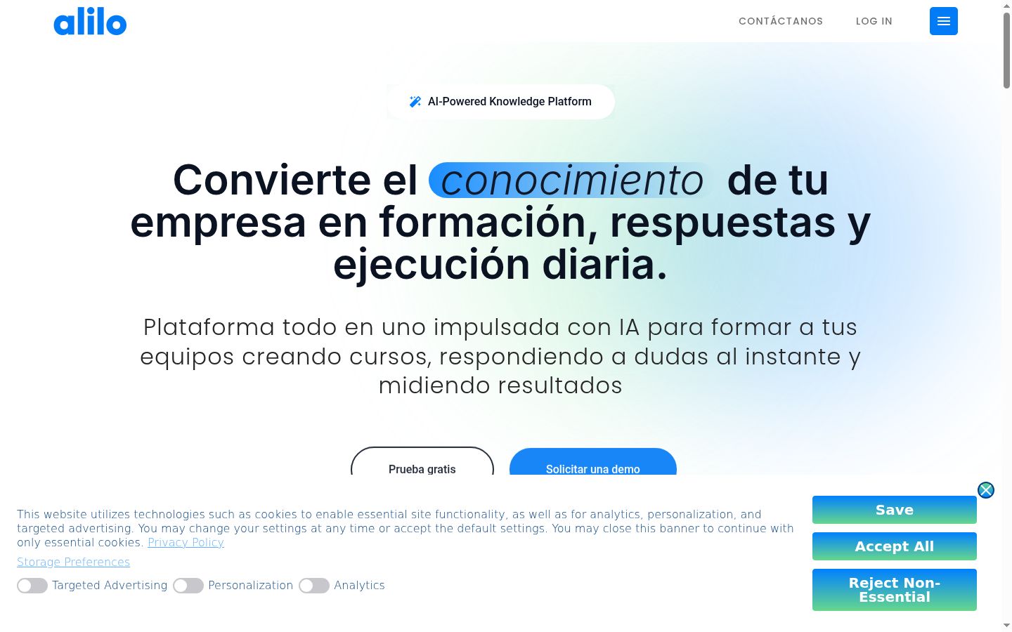 Screenshot of the consent banner shown before any interaction
