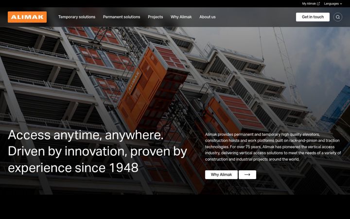 Screenshot of alimak.com