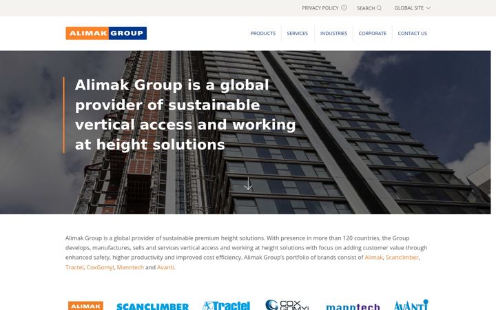 Screenshot of alimakgroup.com