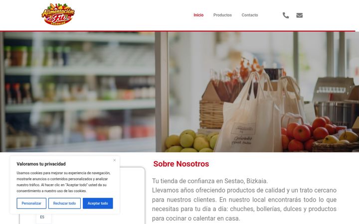 Screenshot of alimentacionfugozokiak.com
