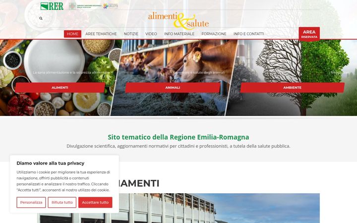Screenshot of alimentiesalute.emilia-romagna.it