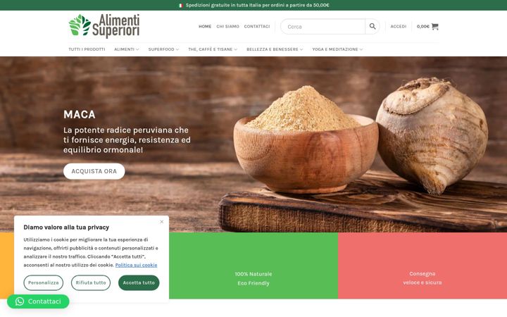 Captură de ecran a alimentisuperiori.com