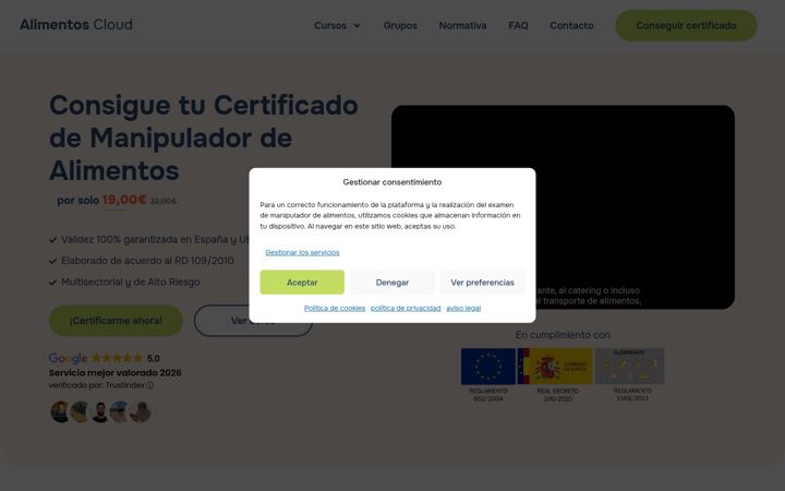 Screenshot of alimentos.cloud
