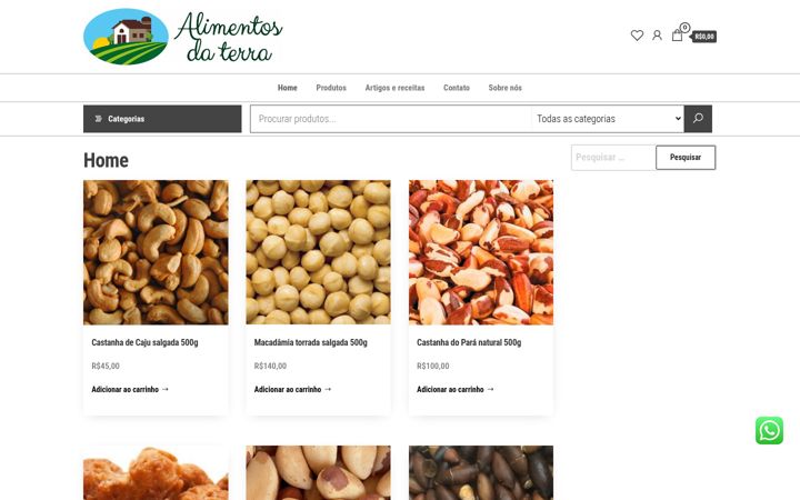 Screenshot di alimentosdaterra.com.br