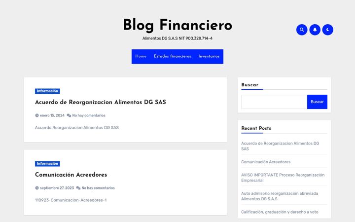 Screenshot of alimentosdg.com.co