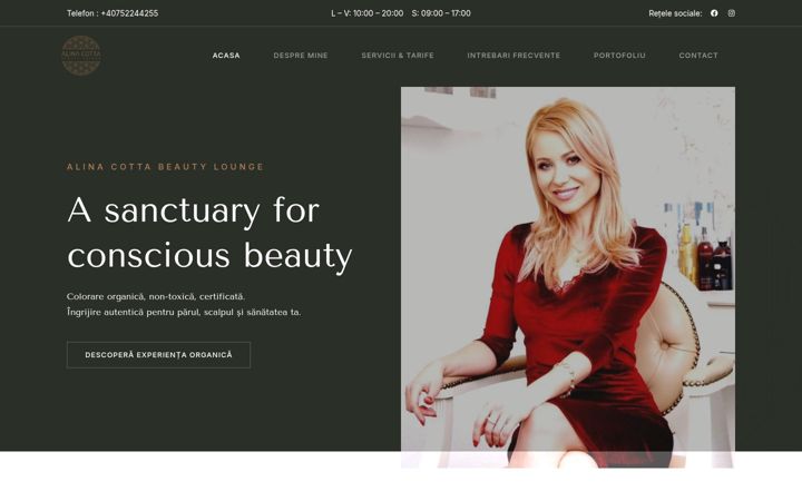 Screenshot of alinacotta.ro