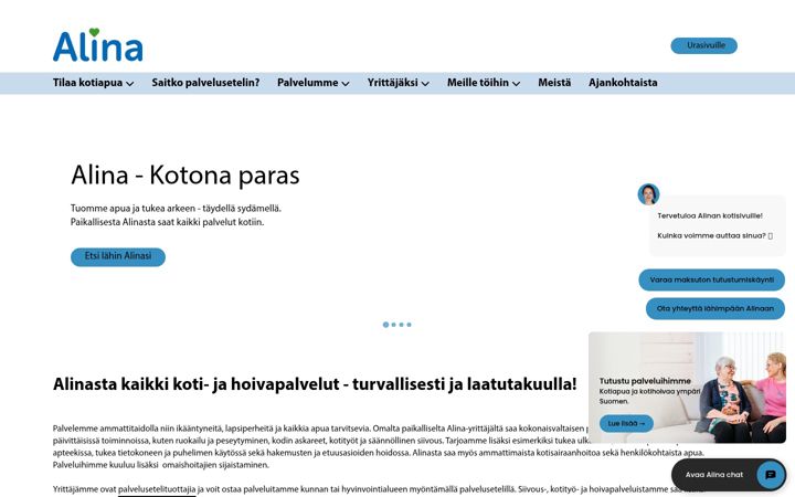 Screenshot of alinahoivatiimi.fi