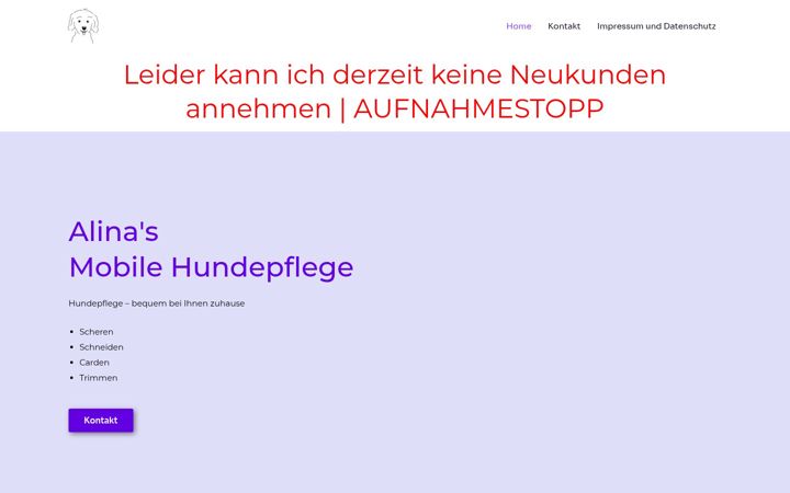 Snimka zaslona za alinas-mobile-hundepflege.de
