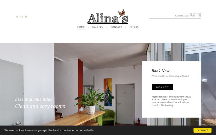 Screenshot of alinas.me