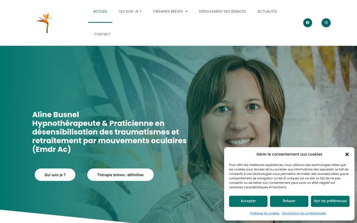 Screenshot of alinebusnel-hypnose.fr
