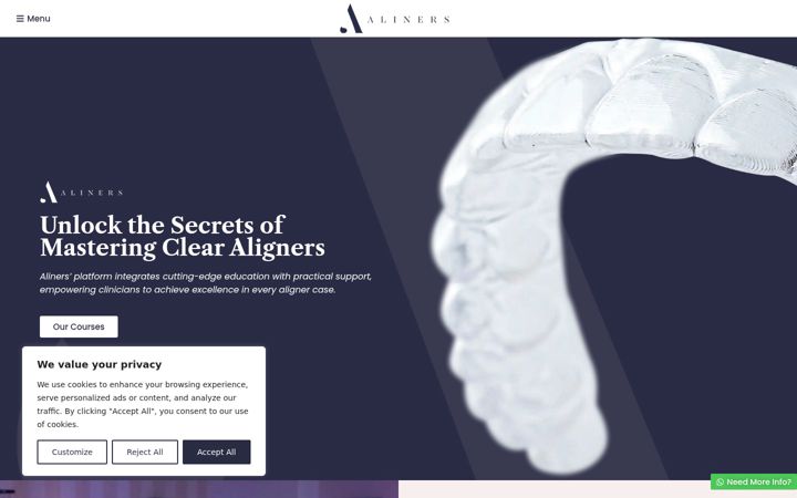 Screenshot of aliners.co.uk