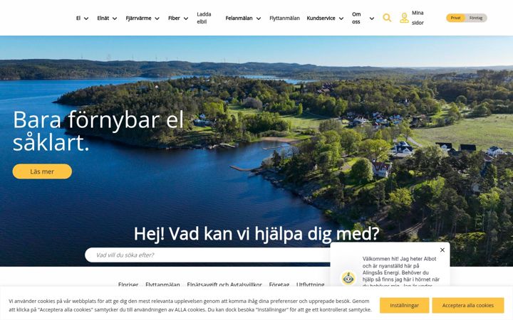 Screenshot of alingsasenergi.se