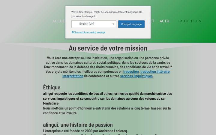 Captură de ecran a alingui.ch