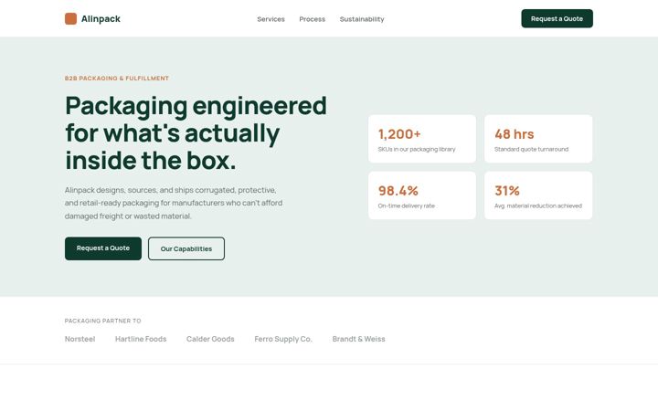 Screenshot of alinpack.com