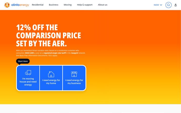 Screenshot of alintaenergy.com.au
