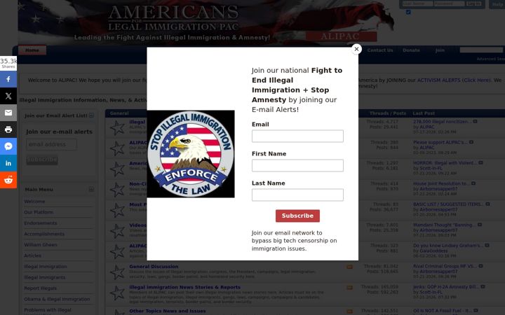 Screenshot of alipac.us
