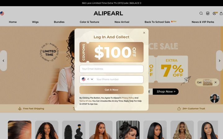 Екранна снимка на alipearlhair.com