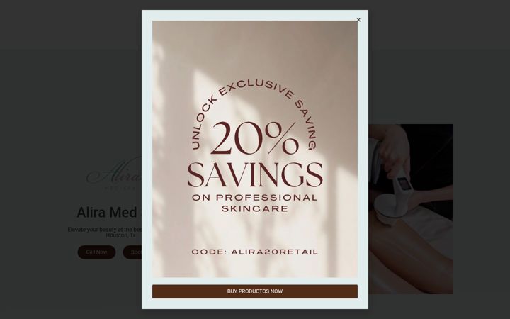 Screenshot of aliramedspa.com