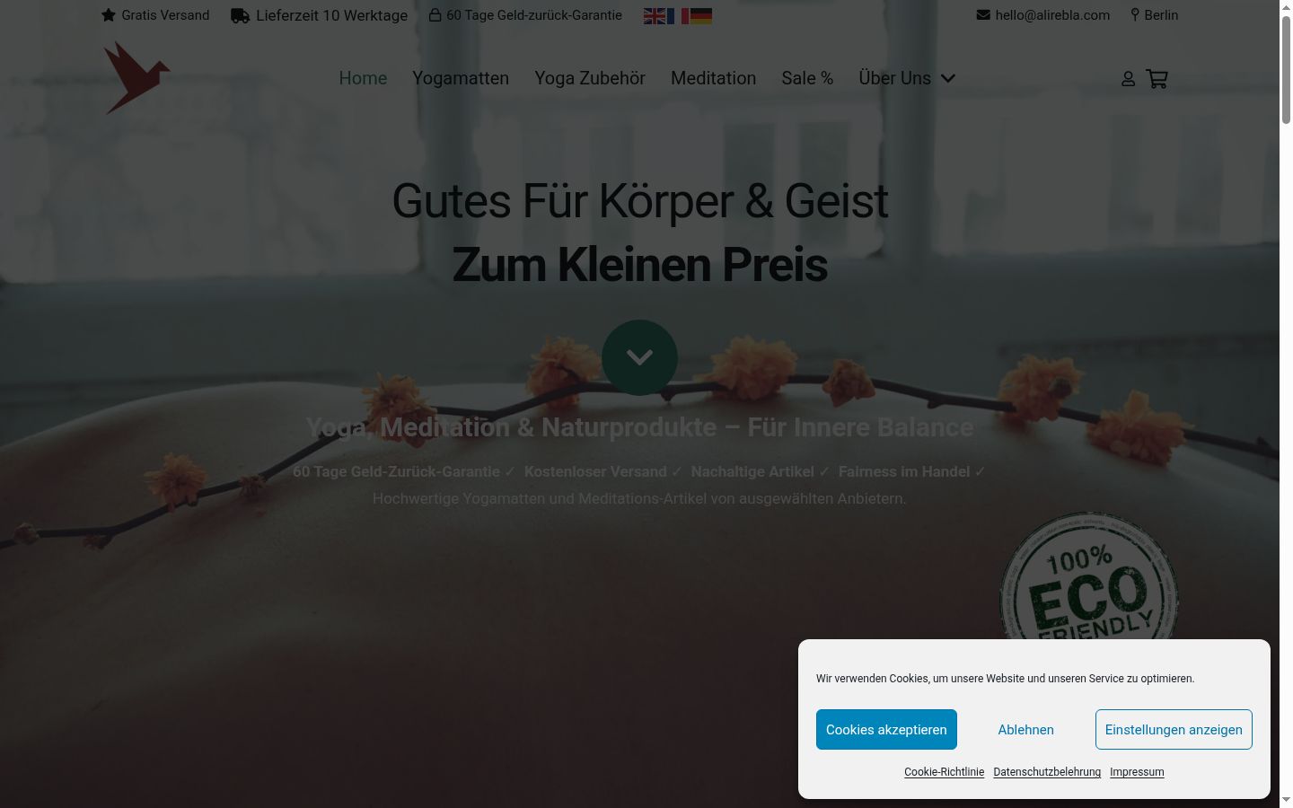 Screenshot van de toestemmingsbanner zoals getoond vóór enige interactie