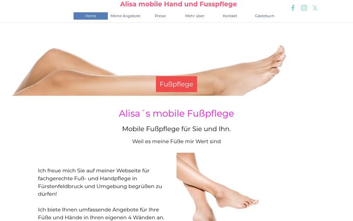 Screenshot of alisa-fusspflege.de