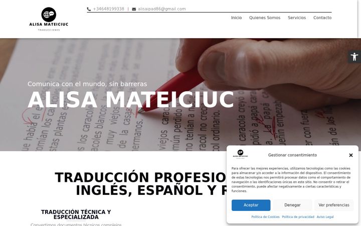 Skærmbillede af alisamateiciuc-traducciones.com