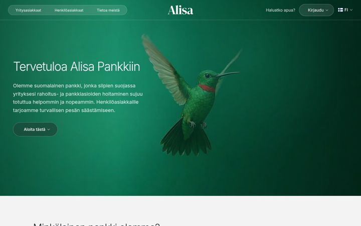 Screenshot of alisapankki.fi