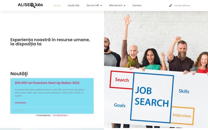 Ekraanipilt saidist aliseojobs.ro