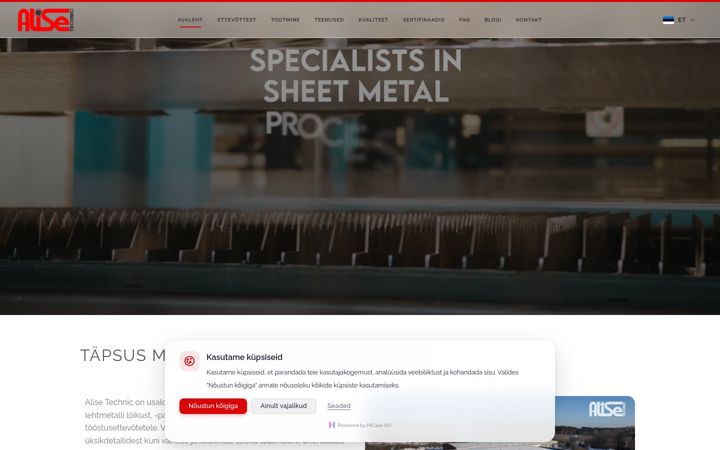 Screenshot of alisetechnic.eu