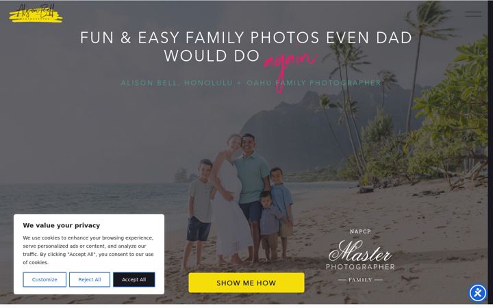 Screenshot of alisonbellphotographer.com