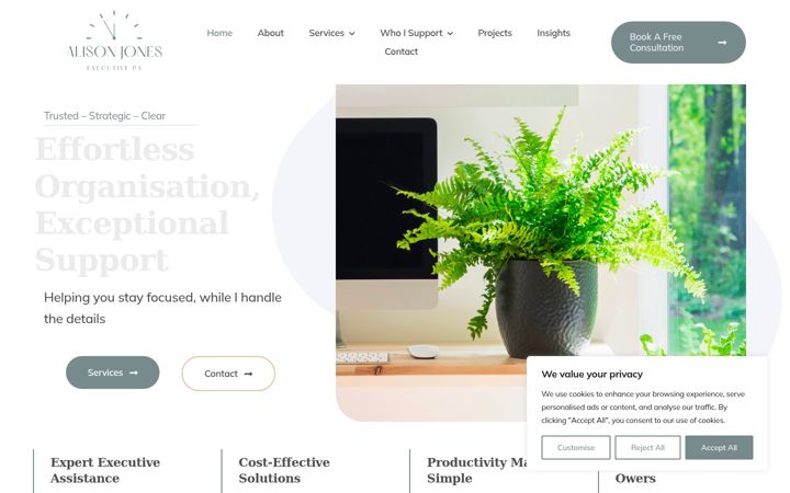 Screenshot of alisonexecutivepa.com