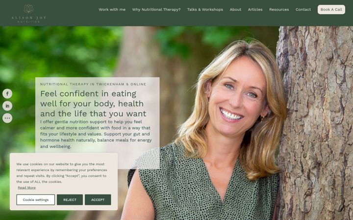 Zrzut ekranu alisonjoynutrition.co.uk